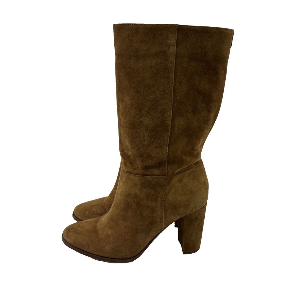 Lauren Ralph Lauren Artizan II Boot Mid Brown Suede Heel Pull On Womens Size 7.5
